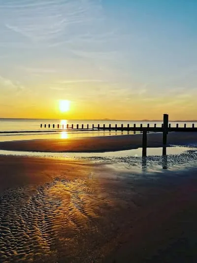Glorious sunset over Barmouth beach